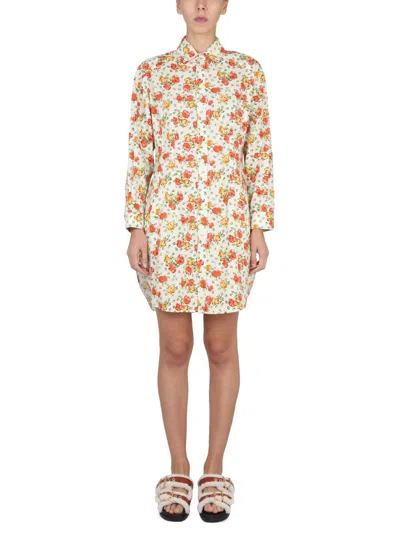 Marni Floral-print Cotton-poplin Mini Shirt Dress In Multi