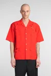 Marni Logo-embroidered Cut-out Shirt In Red