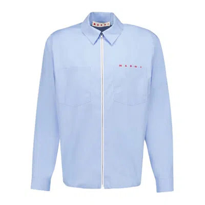 Marni Zip-front Cotton Shirt With Classic Collar In L2b50