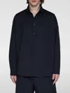 Marni Logo-patch Virgin-wool Shirt In Blue