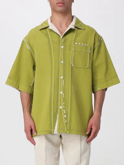 Marni Casual Washed Effect Cotton Shirt  In Green