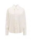 Marni White Bio Poplin Shirt With Ruffles In White