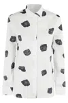 Marni Small Rose Print Soft Popeline Classic Shirt In White Black
