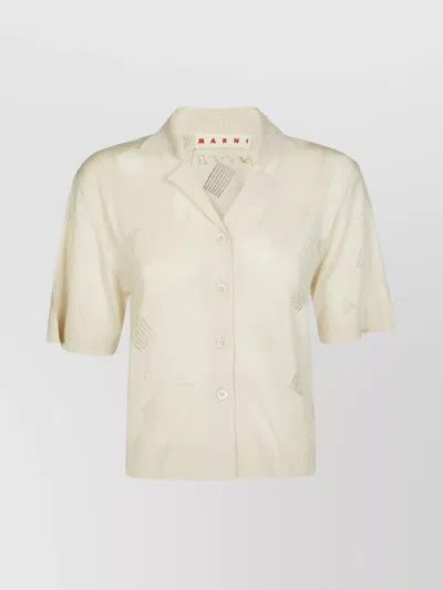 Marni Shirt With Collared Neck And Textured Pattern In White