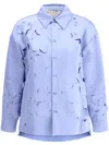 Marni Flower Cut-out Collar Shirt In Blue