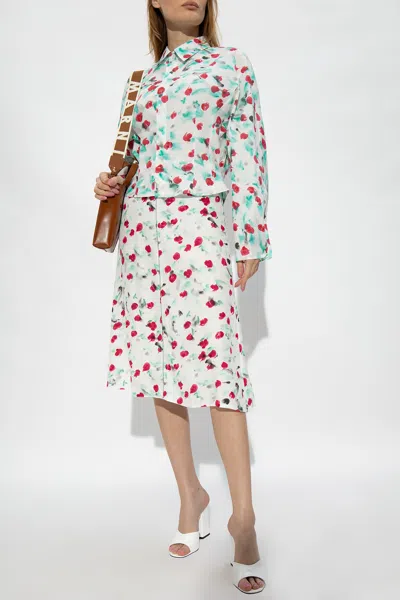 Marni Floral-print Cotton Shirt In White