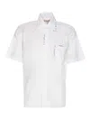 Marni Short Sleeves Cotton Poplin Shirt With Embroidered Chest Pocket In Blanco