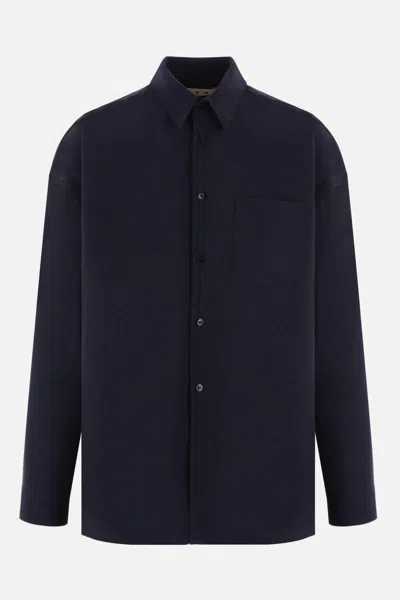 Marni Navy Tropical Shirt In 00b99 Blublack