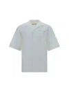 Marni White Poplin Bowling Hidden Logo Shirt In White