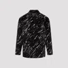 Marni Flocked Denim Oversized Shirt With Crayon Print In Black