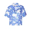 Marni Floral Print Cropped Shirt In Blue