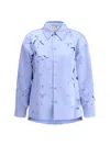 Marni Flower Cut-out Collar Shirt In Blue