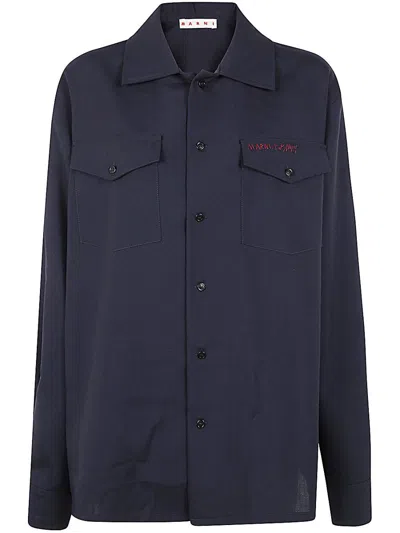 Marni Long-sleeved Shirt Relaxed Fit Clothing In Blue