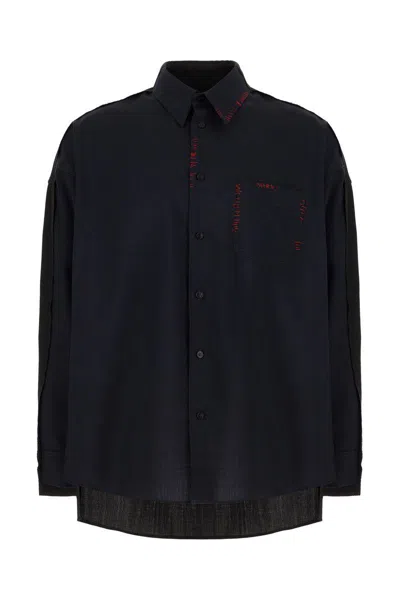 Marni Embroidered Virgin Wool Shirt In Blue