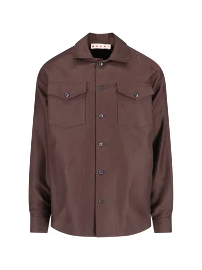 Marni Shirt With Chest Pockets And Long Sleeves In Brown