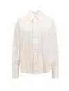 Marni White Bio Poplin Shirt With Ruffles In Lily White