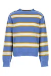 Marni Striped Pattern Round Neck Sweater In Blue