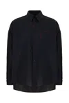 Marni Cool Wool Shirt With Contrast Stitching Shirt And Blouse Black In Nero/blu