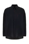 Marni Cool Wool Shirt With Contrast Stitching Shirt And Blouse Black In Nero/blu