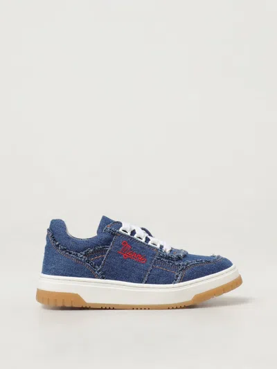 Marni Kids' Panelled Denim Sneakers In Blue