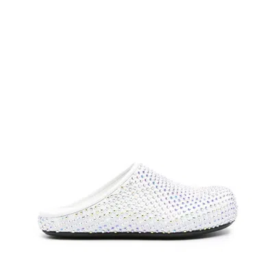 Marni White Fussbett Sabot Slippers In Lily White