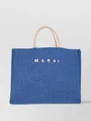 Marni Shopper Bag With Shoulder Strap And Top Handles In Blue