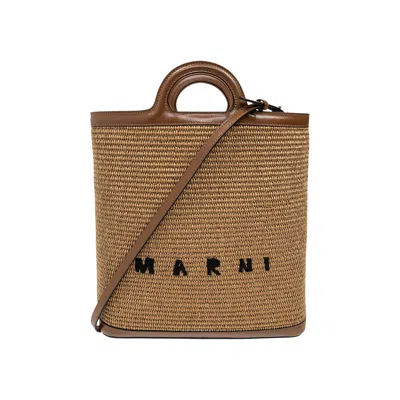 Pre-owned Marni Shopping Bag 'rawsienna' In Brown