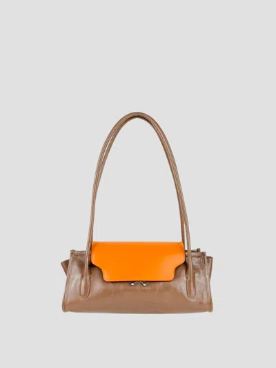 Marni Shopping Handbag In Light Orange/redwood