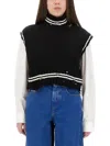 Marni Cropped Cotton Vest With Contemporary Design In Black
