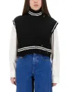 Marni Cropped Cotton Vest With Contemporary Design In Black