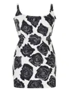 Marni Luna Print Bonded Poplin Mini Dress In Lily White In Black