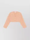 Marni Short Knit V-neck Cardigan In Pink