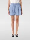 Marni Embroidered Poplin Shorts With Pleated Waistband In Blau