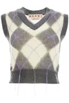 Marni Gray & Yellow Argyle Vest In Endive (grey)