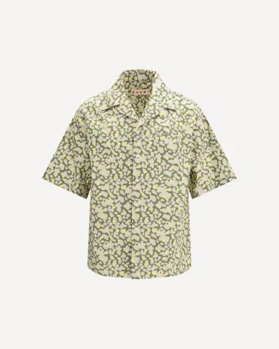 Marni Short-sleeve All-over Print Shirt In Green