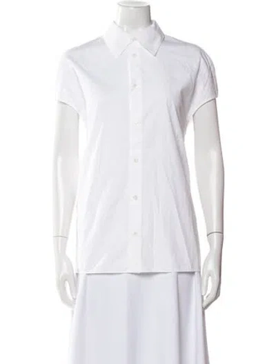 Pre-owned Marni Short Sleeve Button-up Top In White