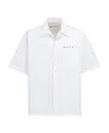 Marni White Poplin Bowling Hidden Logo Shirt In White