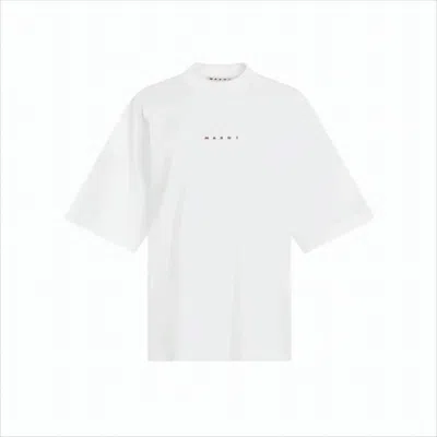Marni Short-sleeve Cotton T-shirt With Subtle Logo Detail In White
