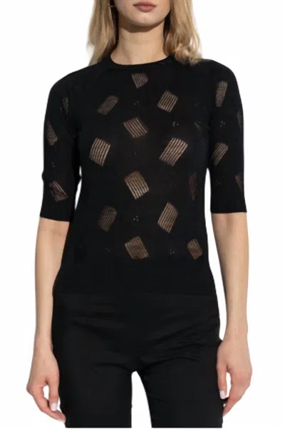 Marni Short Sleeve Crew Sweater In Black