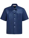 Marni Short Sleeve Leather Shirt In 蓝色