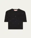 Marni Short-sleeve Perforated Knit Slim Sweater In Multi