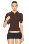 Marni Short Sleeve Polo Sweater In Moca