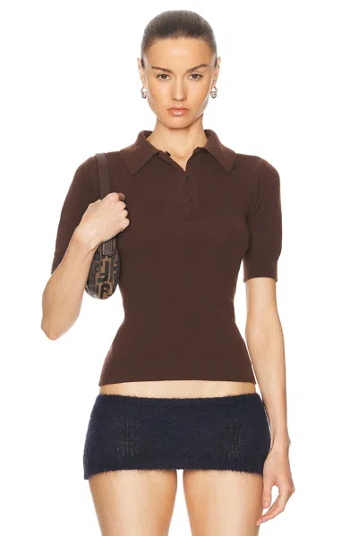 Marni Short Sleeve Polo Sweater In Moca