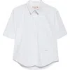 Marni Short Sleeve Poplin Button-up Shirt In Lily/white