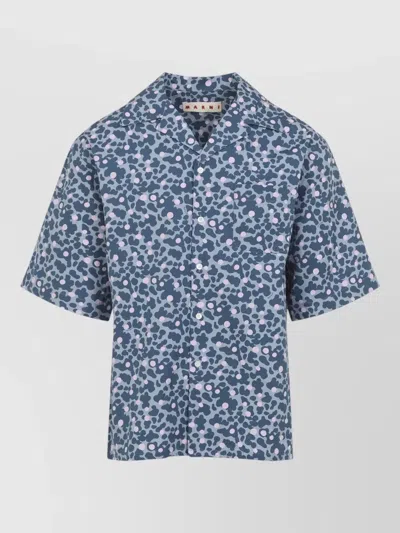 Marni Short Sleeve Shirt All Over Print In Blue