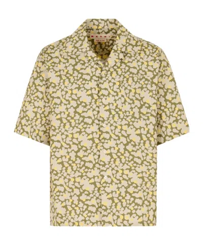 Marni Short-sleeve Abstract-print Shirt In Yellow