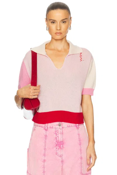 Marni Short Sleeve Sweater In Pink Gummy