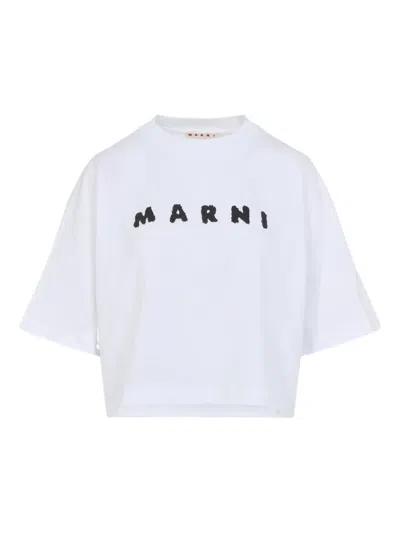 Marni Minimalist White T-shirt With Round Neckline And Short Sleeves