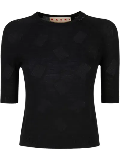Marni Short-sleeve Textured Top In Black