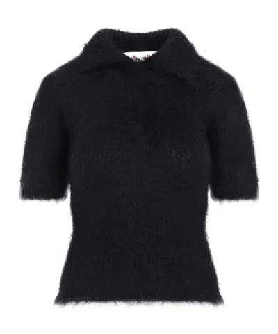 MARNI MARNI SHORT SLEEVED BRUSHED KNITTED POLO TOP
